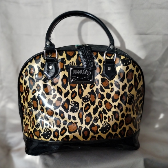 Leopard print Hello Kitty bowler bag w/matching leopard print  wallet,Loungefly - Picture 3 of 8